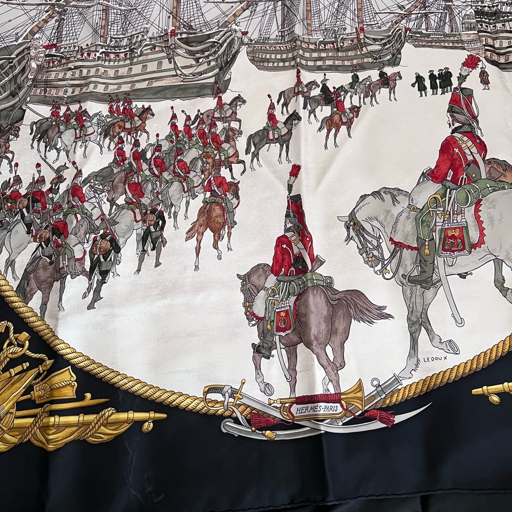 Hermès Paris “Marine et Cavalerie” Silk Scarf - Picture 4 of 10